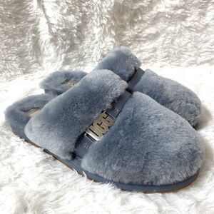 UGG Dalla Metal Graphic Logo Slipper Slide Tahoe Blue Women's Size 8 New